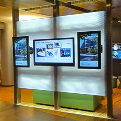 display wall with three digital signes