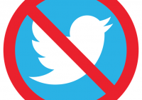 Twitter bird logo with red "prohibited" symbol