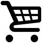 black and white graphic of shopping cart.