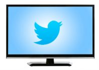 TV screen with the Twitter "bird" logo