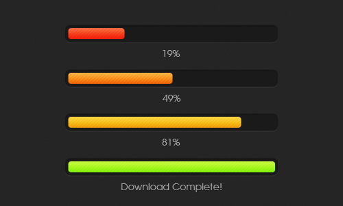 Stacked progress bars in red, orange, yellow & green.