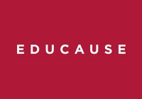 Educause logo, white text on red BG