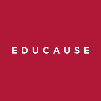 Educause logo, white text on red BG