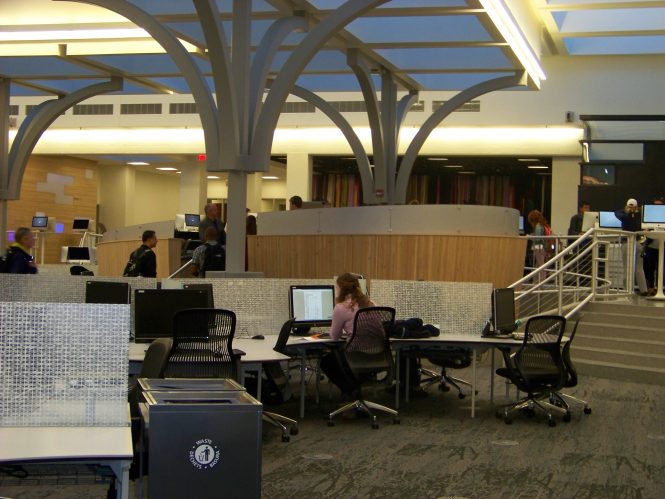 Students working in the Campus Computing Site at Angell Hall
