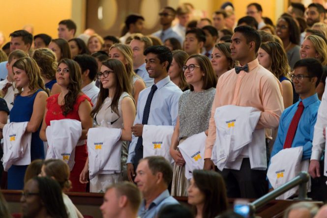 Group of students at Med School white coat ceremony
