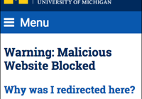 Warning: Malicious Website Blocked