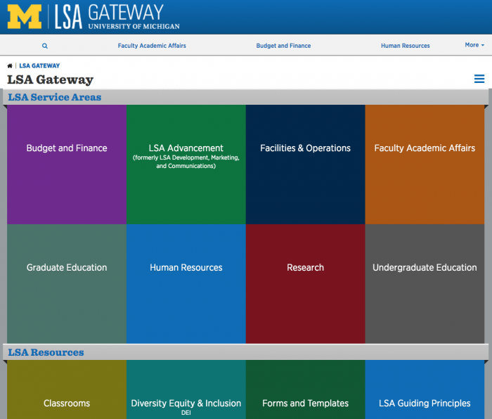 LSA Gateway home page in November 2017