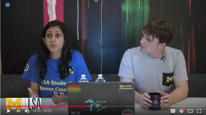 Students Khyati Somayaji and Nicholas Fadanelli participate in a Digital Wolverines "Ask Me Anything" session