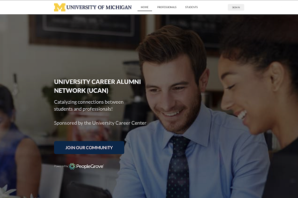 screenshot of UCAN landing page