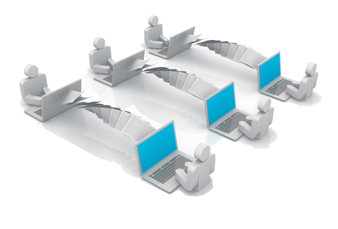 illustration of files transferring between computers