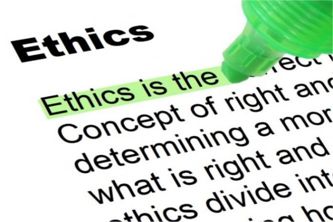 dictionary entry on "ethics" with words highlighted