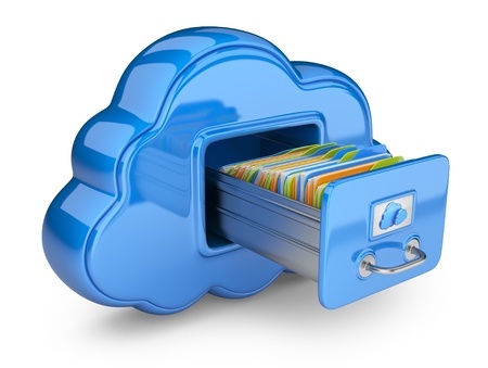 file storage in cloud 3d computer icon isolated on white