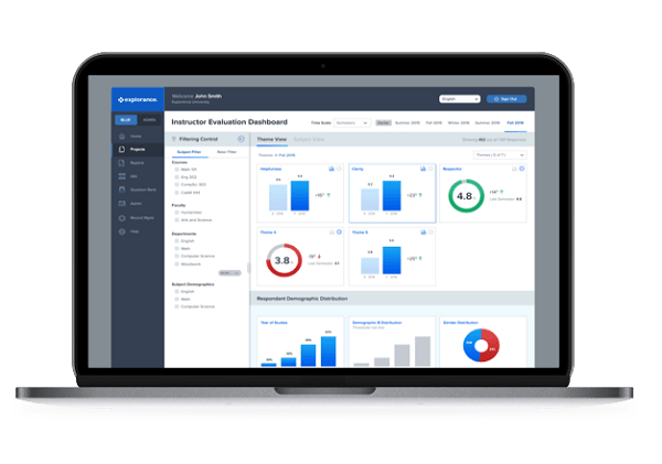 screenshot of the Blue course evaluation user interface on a laptop