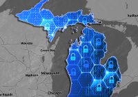 map of Michigan overlayed with images of locks