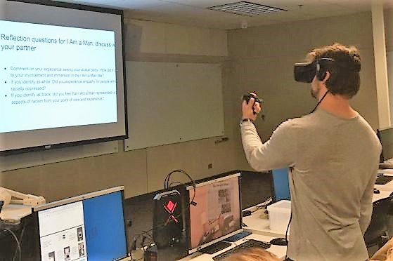 young man wearing VR googles