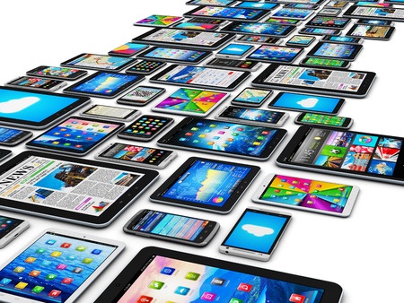 large collections of phones, tablets, mobile devices
