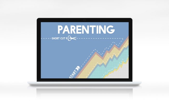 laptop screen that says "parenting" with image of graph