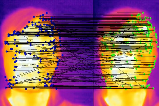 image from thermal camera of people's faces