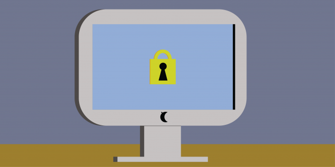 computer screen with lock image