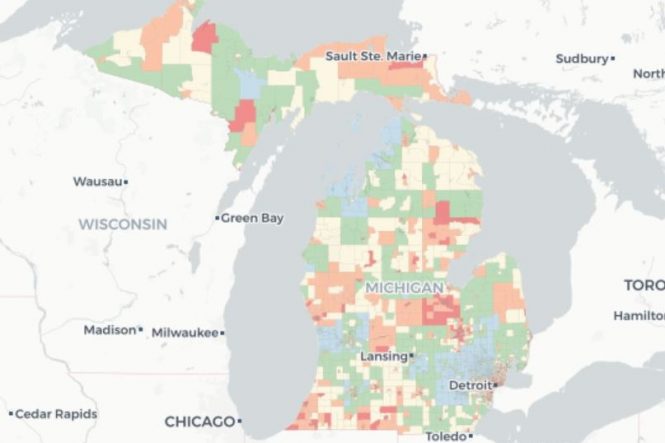 heat map of state of Michigan