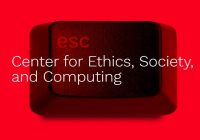 Center for Ethics, Society and Computing. Escape key over red background.
