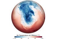 illustration of Earth with temperature scale during 2019 polar vortex