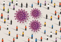 crowd of tiny people around several viruses