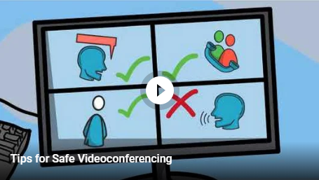 illustration of monitor with four quadrants of people on videoconference