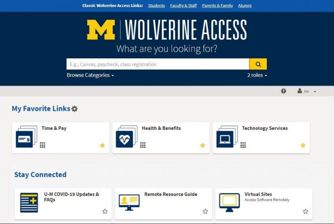 new Wolverine Access home page