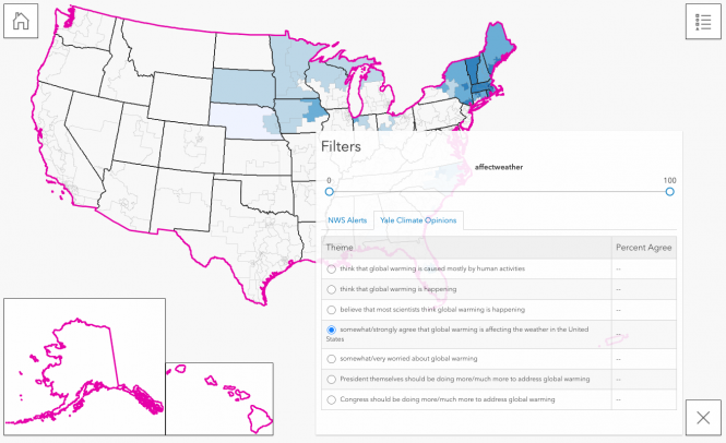 Data is shown for areas that are experiencing a greater than average number of severe thunderstorm warnings