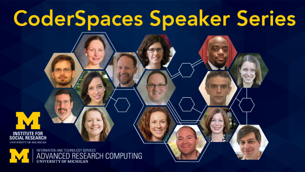 CoderSpaces speaker series graphic with ITS and ISR logos and headshots for each of the speakers.