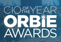 CIO of the Year, ORBIE Awards. White text on a blue decorative background.