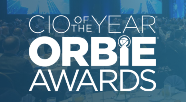 ORBIE Awards - CIO of the Year. White text with a blue background.