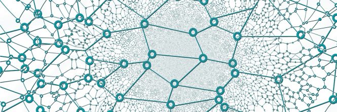 Turquoise lines and circles showing interconnectedness