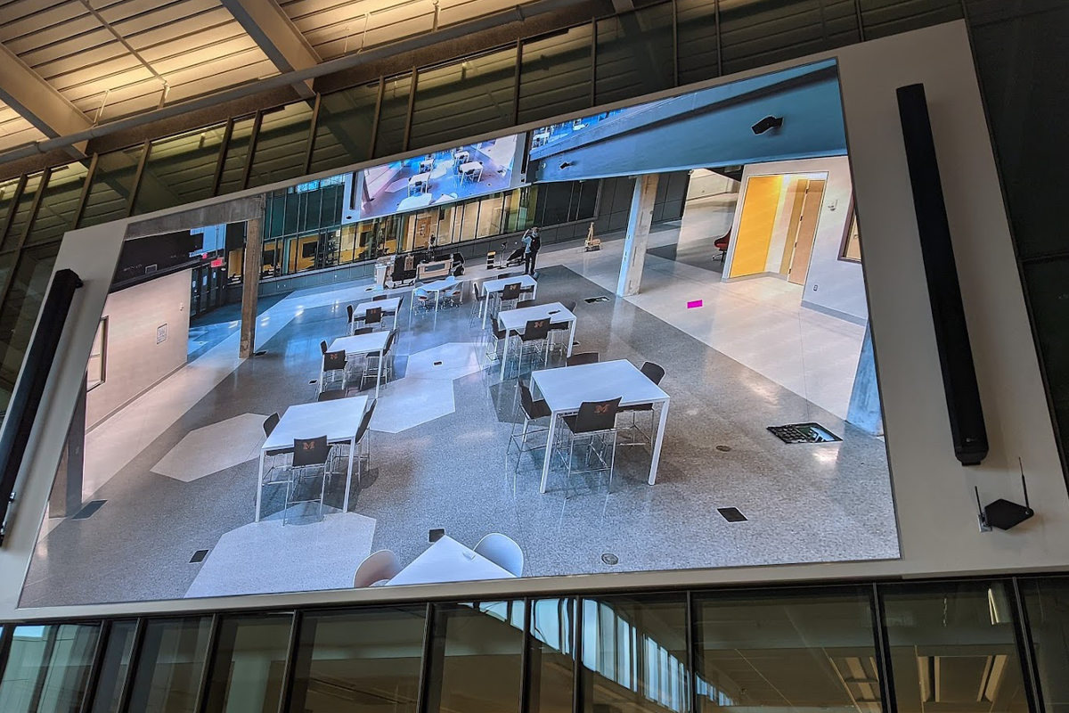 A photo of a video wall.