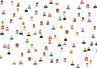 An illustration of many people shown with connections between them