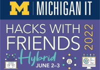 Decorative image advertising the Hacks with Friends hybrid event on June 2 and 3.