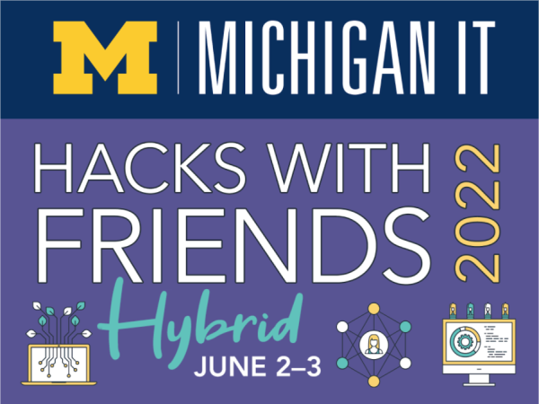 Decorative image advertising the Hacks with Friends hybrid event on June 2 and 3.