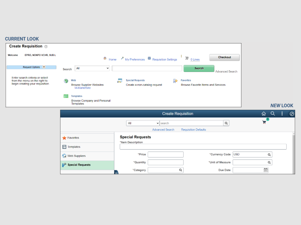 A collage of two images - one shows the current M-Pathways view and the other shows the new one.