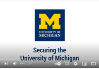 Securing the University of Michigan video thumbnail with the U-M square logo in the center