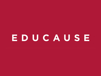 Educause logo, white text on red background