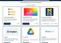 A webpage that shows six boxes with information about the different apps that are available in Canvas.