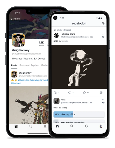 This image shows what the app Mastodon looks like on a phone.