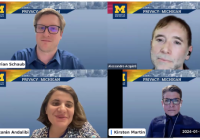 A screenshot of the four speakers from the Privacy at Michigan event: Floria Schaub, Alessandro Acquisti, Nazanin Andalibi, Kirsten Martin