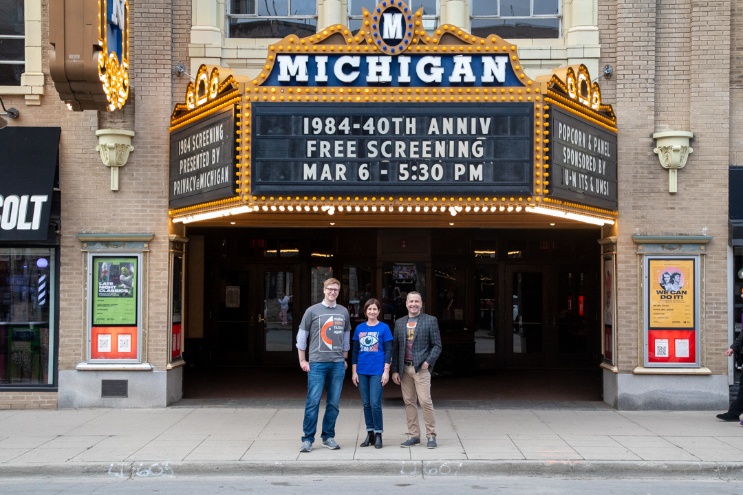 Pictured from left to right: Florian Schaub, Svetla Sytch, and Sol Bermann at the Ann Arbor Michigan Theater.