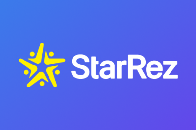 blue background with white text "StarRez" next to a yellow star logo