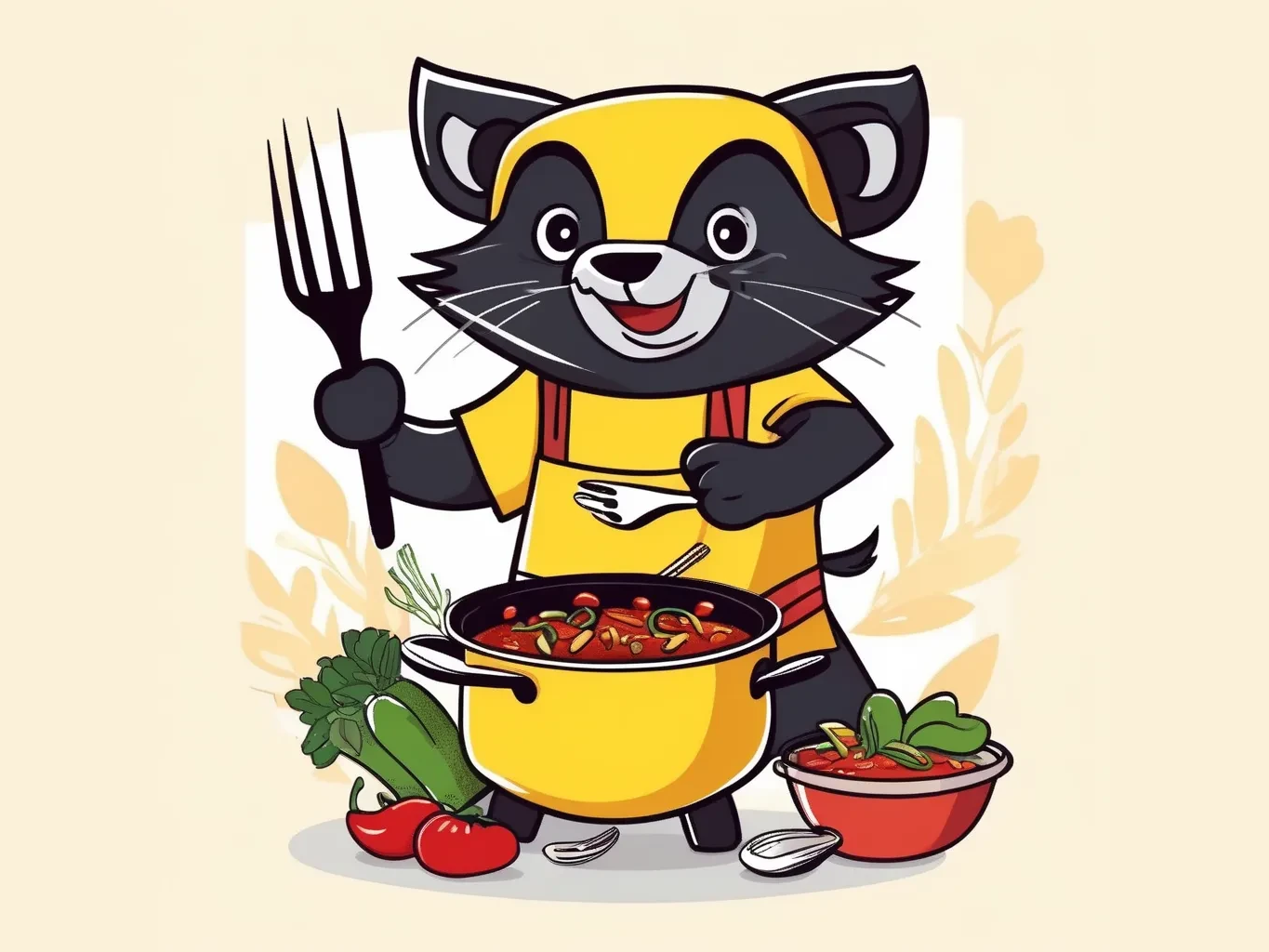 a cartoon wolverine cooking chili