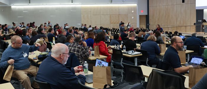 2024 Winter Innovation Expo attendees eating lunch and networking