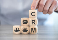 Concept of CRM on wooden blocks