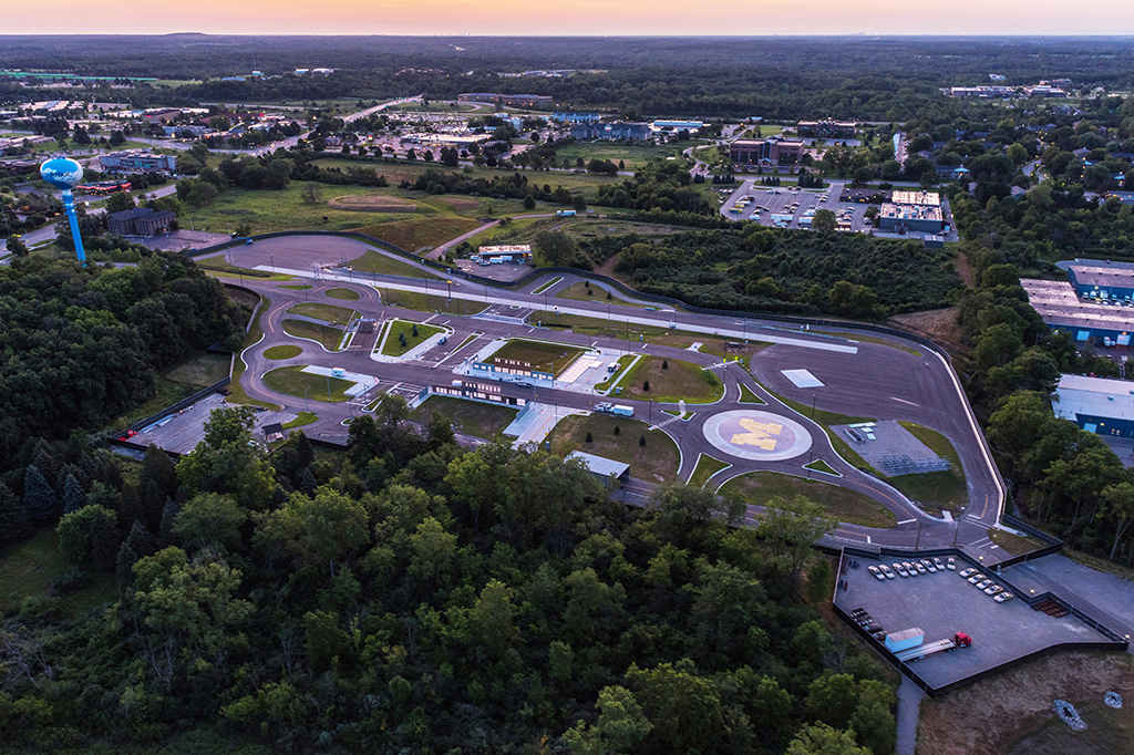 Aerial view of the Mcity test facility